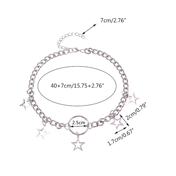 Europeiska och amerikanska smycken Punk Trend ihålig femuddig stjärna rund cirkel halsband kvinnlig nyckelbenskedja Kedja smycken