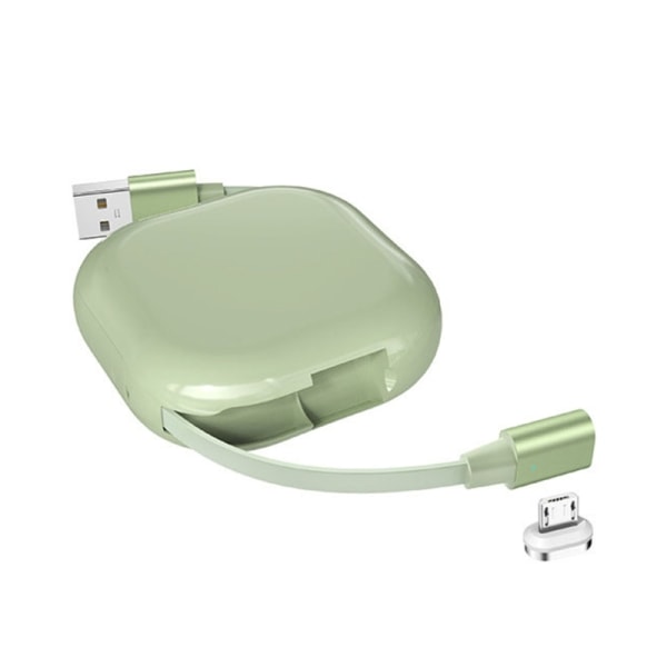 USB till Micro USB indragbar kabel Bekväm laddningssladd med magnetadapter Stöd för dataöverföring för smartphones Green