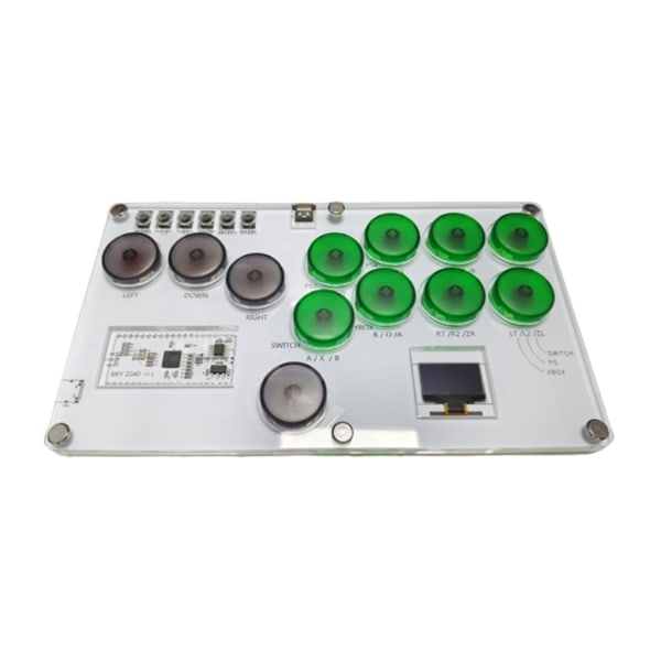 Fighting Box Mini Hitbox Arcade Controller Fighting Stick Street Fighters Game Joystick Mekanisk knapp Hållbar för PC Transparent gray green