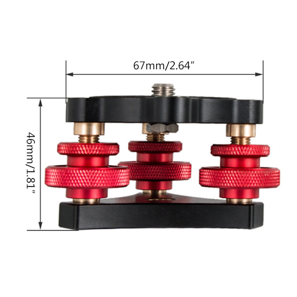 LP-64 Tri-wheel Precision Leveler med Bubble Level Tripod Leveling Base med 3/8" skruvhål, tillverkad av aluminiumlegering