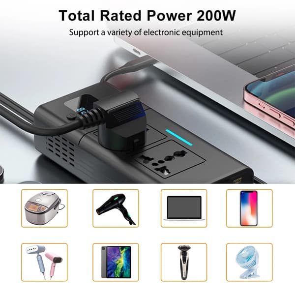 200W Bil Strømomformer 12V til 220V USB 5V Auto Opladere Adapter Til Laptop
