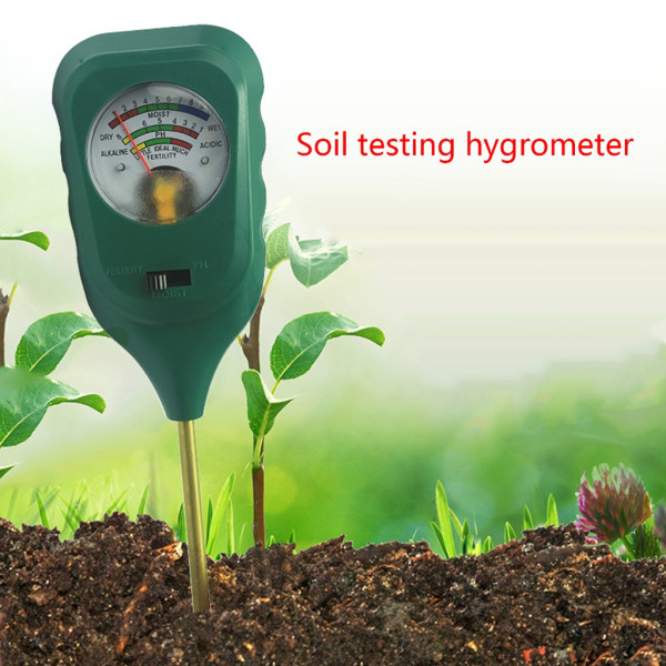 3-i-1 jordtestare Jord pH-mätare + fuktmätare + fertilitetsmätare för trädgårdsgård gräsmatta krukväxter inomhus och utomhus