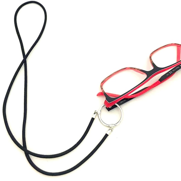 Glasögonhållare Halsband Ring Enkel glasögonhållare Rem Kedja Solglasögonhållare Anti-förlorad sladd Halsband för kvinnor män Black