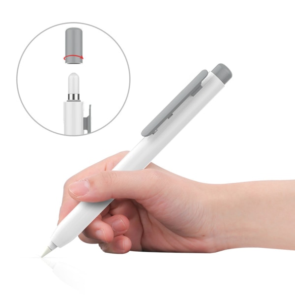 Case för apple Pencil 1 för pekpenna för case med klämma Indragbar spets för skydd Fjäder men Light gray