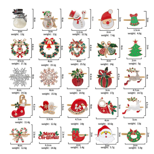 Metall Servettringar Älgkrans Julgranar Servetthållare Snöflinga Servettspänne Semester Bröllopsbordsdekoration 18
