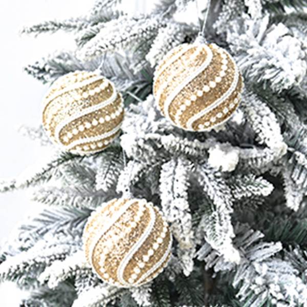 8cm glitter julgranskula splittringssäker skum julkulor prydnadsföremål för trädhängande grannlåt hänge nyår White