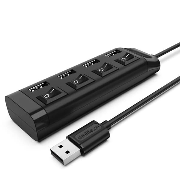 Universal USB-hubb 4 portar USB 2.0 splitteradapterkabel med strömbrytare