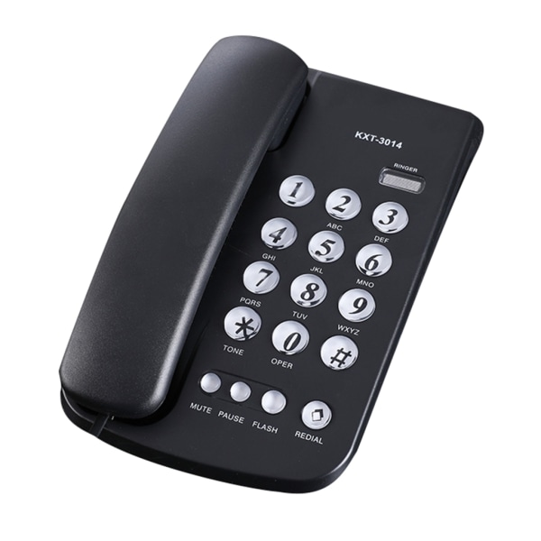 Fast telefon med sladd Skrivbordstelefon med stora knappar Hemtelefon Sladdtelefon för hemmakontor Hotel Badrum Black