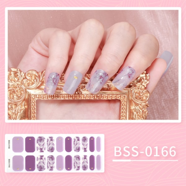 20 tips Halvhärdad Gel Nagellapp Självhäftande Sliders Långvarig Cover Nail Stcikers Gel LED UV-lampa Behöver BSS163