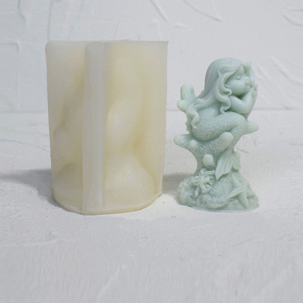 Unik Mermaids Form Ljus Molds Vackert havstema 3D Mermaids Doftljus Form DIY B