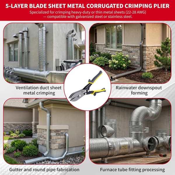 Multifunktionel Plade 5-Blads Krymper Perfekt til HVAC-systemer Metalbearbejdning
