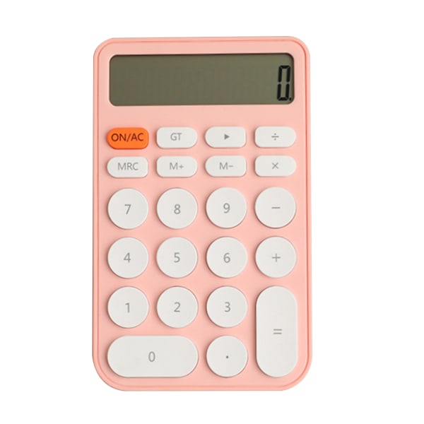 Standardräknare 12-siffrig med stor LCD-skärm och rund knapp Candy Color Miniräknare för Office Home School Slim Pink