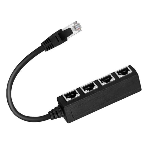 1 til 4 Port Ethernet-kontakt Adapterkabel for Bærbar PC Stasjonær Datamaskin