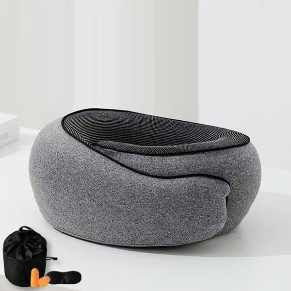 Justerbar Cervikal Støtte Pude Memory Foam Kerne Til Søvn På Fly Black