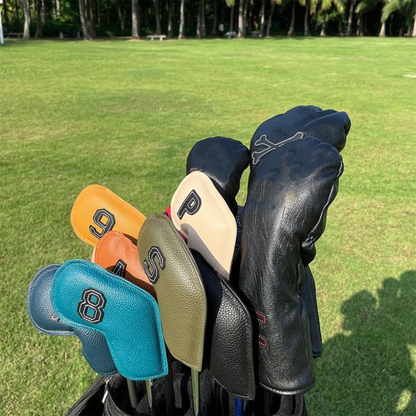 PU Läder Golf Iron Headcovers Tjock Syntetiskt Vattentätt Golf Iron för Head Covers Golf Club Headcover Set Passar mest Br 39