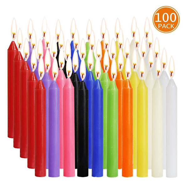 100 stycken avsmalnande ljus Oparfymerade blandade färger Miniljus för gjutning av klockspel Ritualer Trollformel vax för lek Vigil Supp
