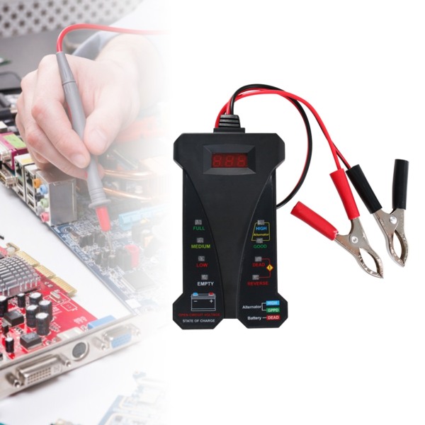 Högprecisions 12V batterigeneratortestare Digital batteridetektorer LED-indikator Exakt bildiagnosverktyg