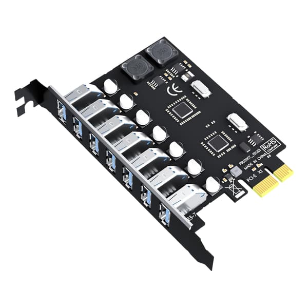 USB3.0 PCIE Expansionskort 7 Port USB3.0 Adapter Extern Kontroller PCIE