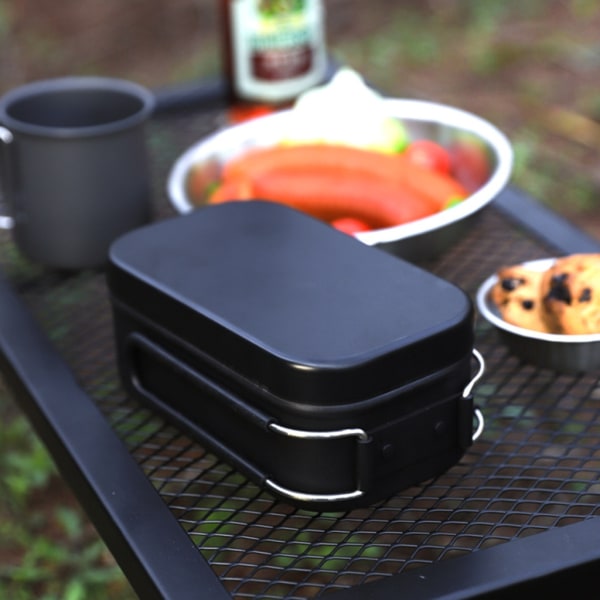 Utomhusisolerad matlåda Bärbar matlåda i aluminium med dubbelt handtag Matlagning Bento-låda för camping och vandring
