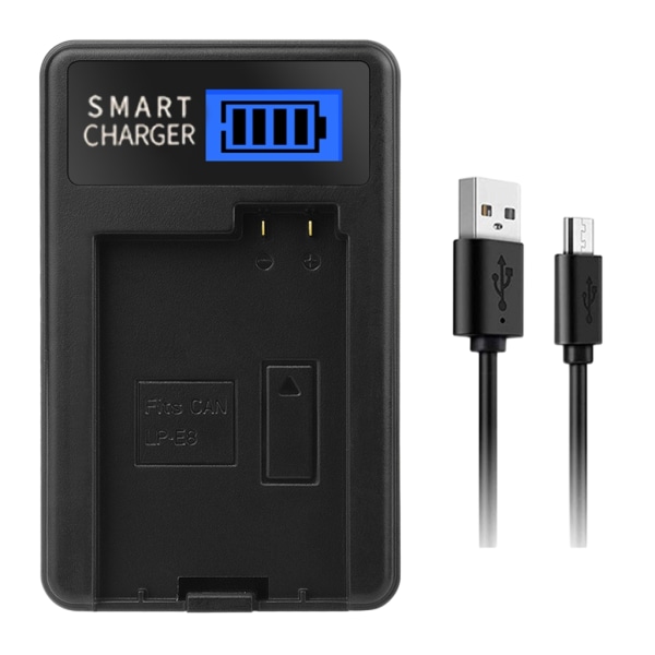 LCD USB LP-E8 Batterilader Erstatning for Canon EOS 550D, EOS 600D, EOS 650D, EOS 700D, EOS Kiss X4 Kamerabatteri
