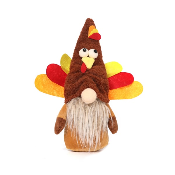 Thanksgiving Turkiet Gnome Dekorationer Plysch Ansiktslös för dockornament Hallowee Brown hat