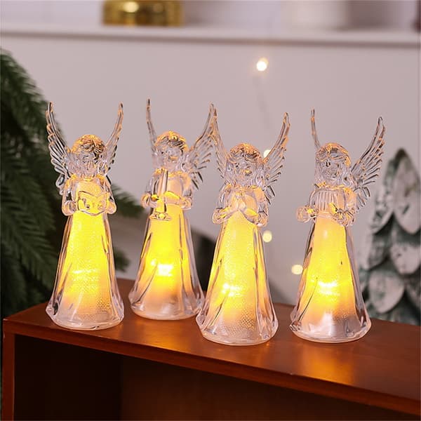 4 stk. Akryl Engel Natlampe Glitrende Sengelamper Dekorativt Element