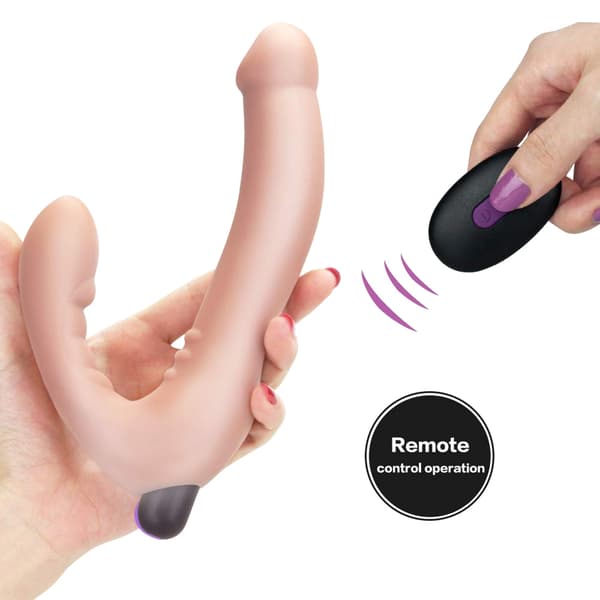 Vibrerende stropløs strap-on dildo G-punkt klitorisstimulator voksensexlegetøj