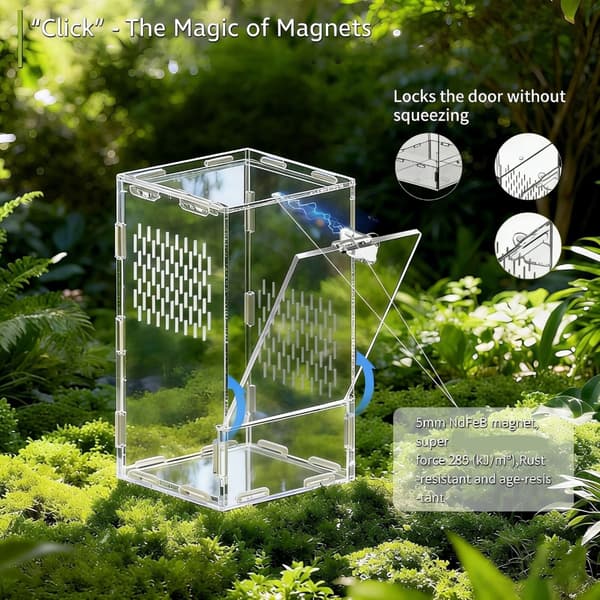 Terrarium för husdjursreptiler, avelsbox med observationsfönster, frontöppning