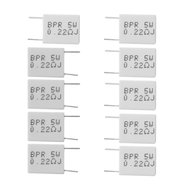 10 stk. 0,22R 5 W 5% Cementmodstand 0,22 Ohm Ikke-induktiv modstand BPR56
