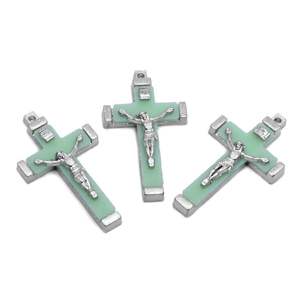5x metall Kristus Jesus för Cross Luminous Glow in the Dark Pendant Crucifix Ornam