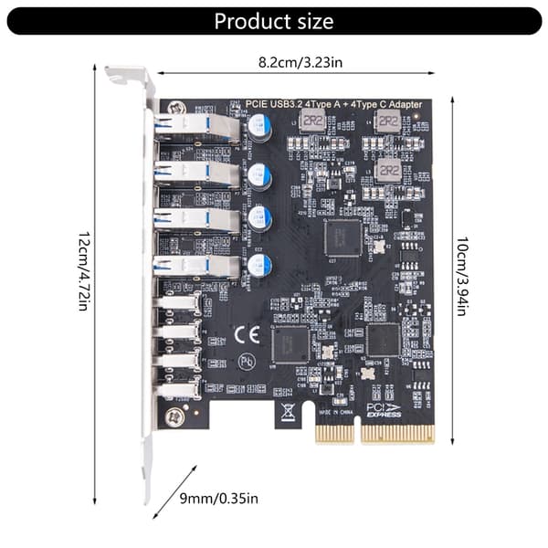 Stasjonær PC PCIe-kort USB3.2-utvidelseskort for forbedret dataoverføring