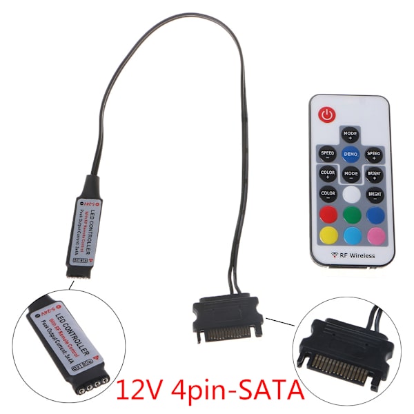 RGB Controller RF trådlös fjärrkontroll för case LED-ljus 3Pin 5V eller 4Pin 12V RGB Lämplig för AURA SYNC power 4PIN-SATA 12V
