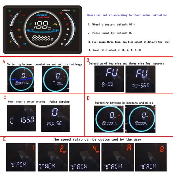 Klart Stort LCD-display Dashboard Odometer Speedometer for 150 CM150 Motorsykkel