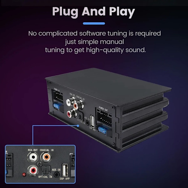 4x50W Signalprocessor med 16-stiftskabel Bilförstärkare