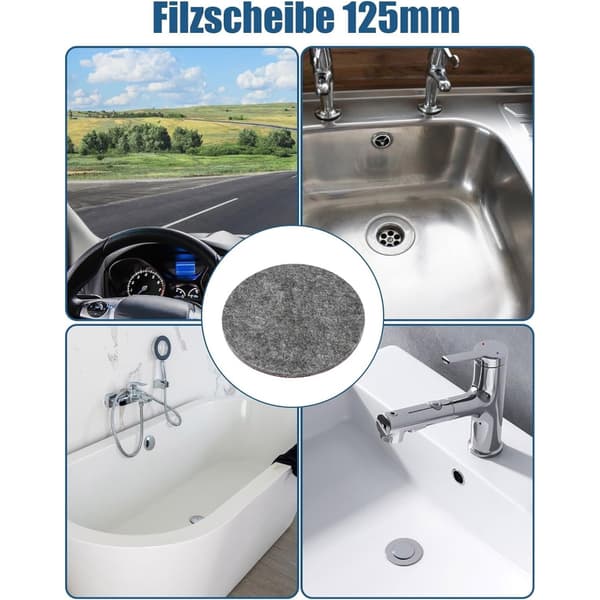 Filtskive til polering 125mm 5'' Til fliser Rustfrit stål Vask Let Håndvask Genanvendelig