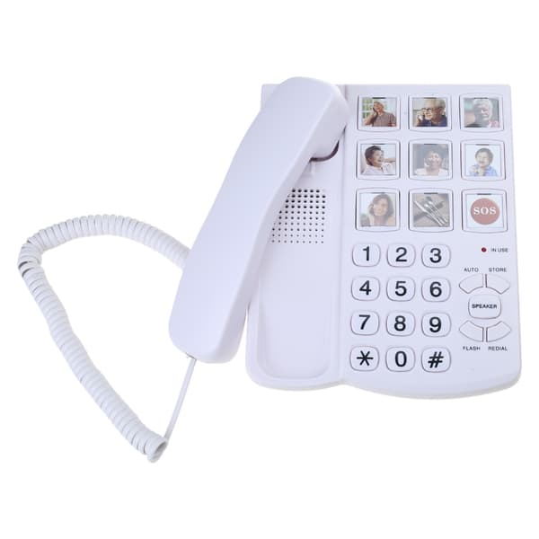 Klar Lyd Hvit Fasttelefon med Store Knapper, Håndfri