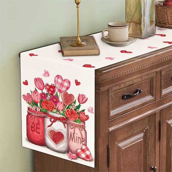 Hjerteformet bordløper for Valentinsdagen, bryllup, middagsbord, dekorasjon Style2 33 X183cm