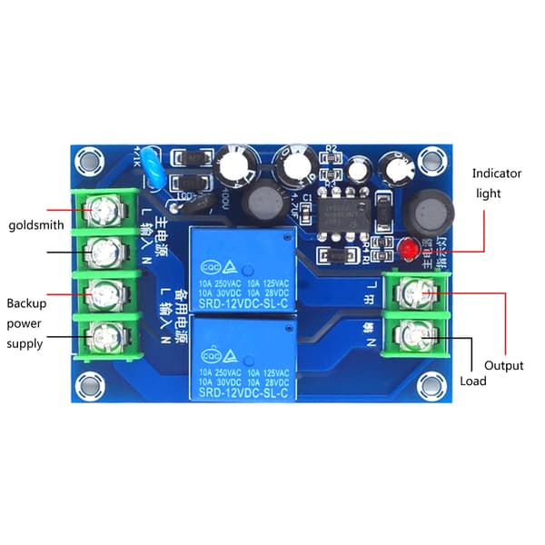 Automatisk to strømafbrydere modul 10A nødbackup controller til AC85-240V