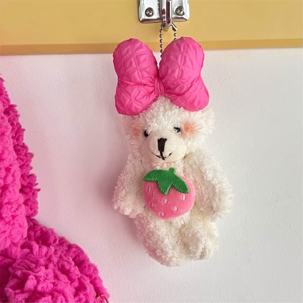 Mjuk tecknad hundvalp nyckelring blå väska dekoration resevänlig accessoar 4