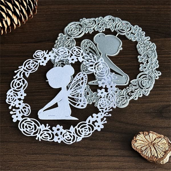 Fjärilsflicka Skärmallar för Scrapbooking Kolstål Stansmallar
