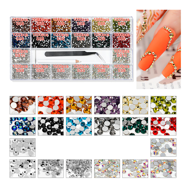 Negle Kunst Rhinestones Glitter Uregelmæssig Perle 3D FlatBack Studs Gem Negle Dotting Pen Værktøj Manicure Sæt Negle Kunst Smykker
