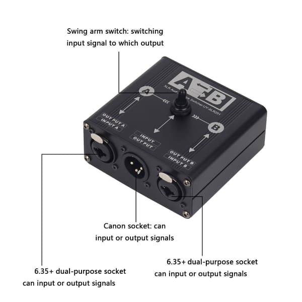 Passiv XLR Lydomskifter 2-kanals Vælgere Balancerede Interfaces Til Studiebrug
