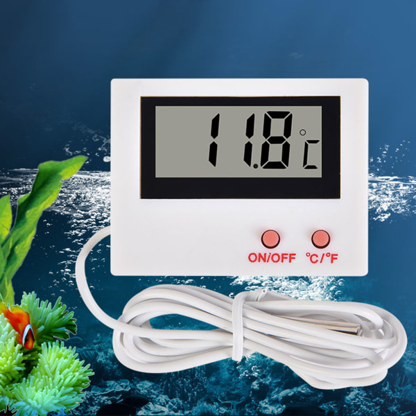 LCD-skärm Digital termometersensor för kyl/akvarium/fisk för tank 3 FT 1MM prober Terrariumtemperatur