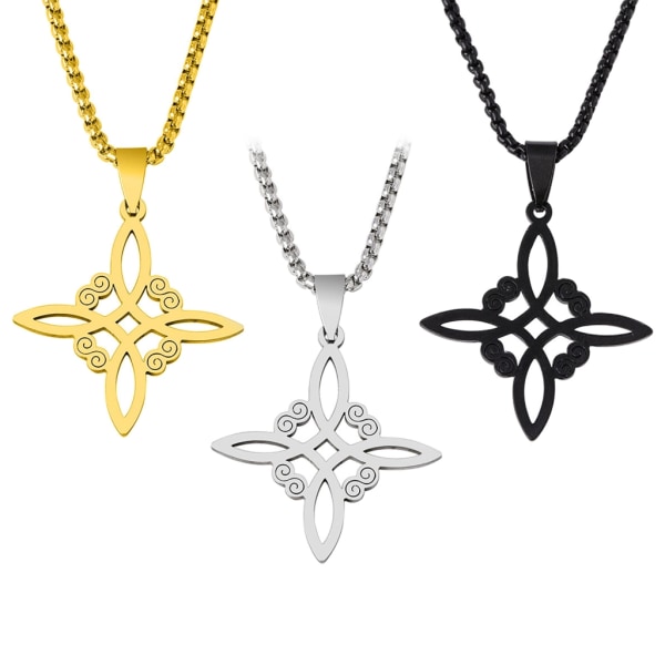 Irländsk-keltisk knut Halsband Häxor knut Chokerkedja Wiccan Symbol Charm Vintage Skydd Smycken för män kvinnor Silver