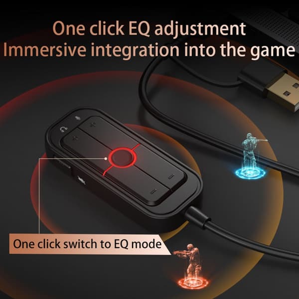 USB Eksternt Lydkort med 3 Lydmoduser og Lyseffekter for Gaming