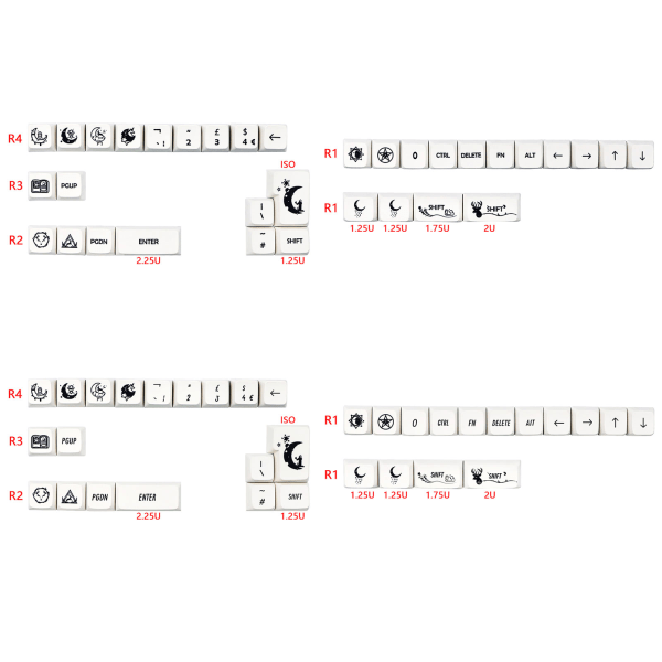 138 tangenter PBT Keycaps MDA Profile DYE-SUB Custom Moon Myth Keycaps Set för mekaniskt tangentbord 60/61/64/68/78/84/87/104 English