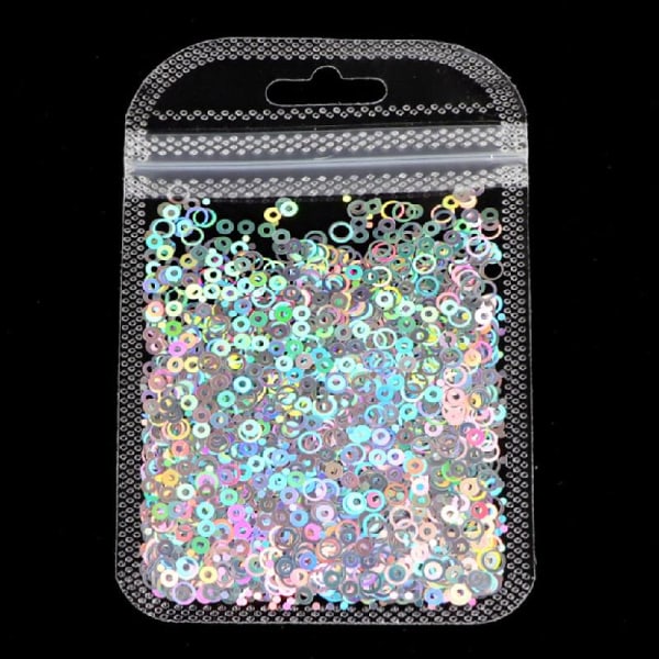 10 Färger Ihålig Rund Form Holografisk Chunky Glitter Epoxi Resin Festival Chunky Laser- Flakes Blandade Paljetter 2g Pr.