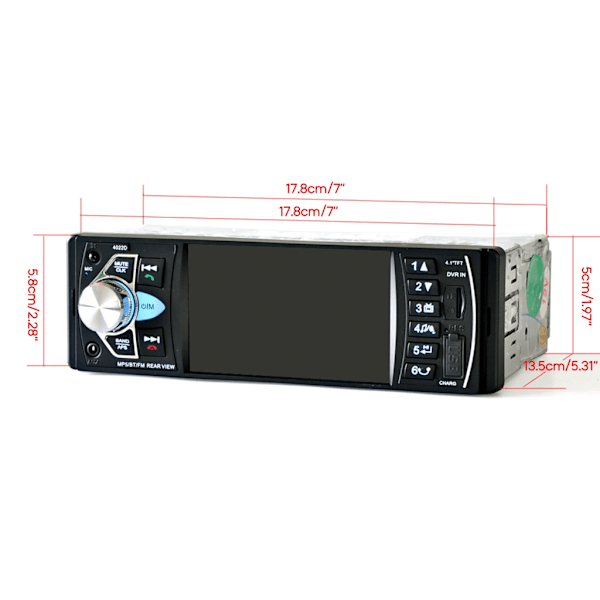 4.1 tuuman auton multimedia 1Din handsfree-puhelutuki USB TF-kortti U-levy AUX