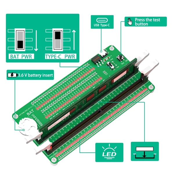 DDR4 DIMM Hukommelsestester med Lange Låse LED-indikator til Stationær Computer