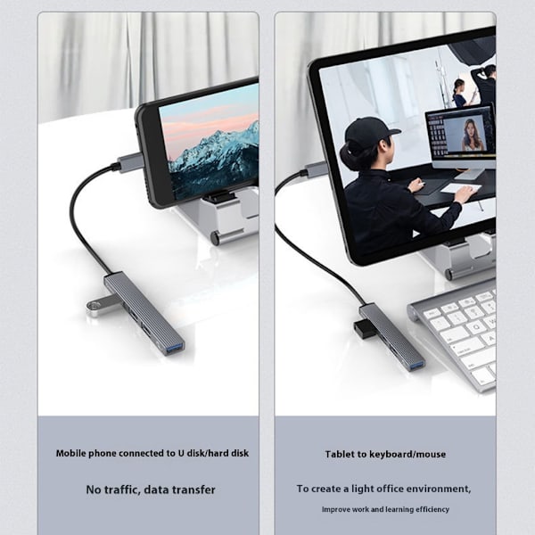 USB Typ C Hubbar Multifunktionell Adapter Kortläsare för Dataöverföring